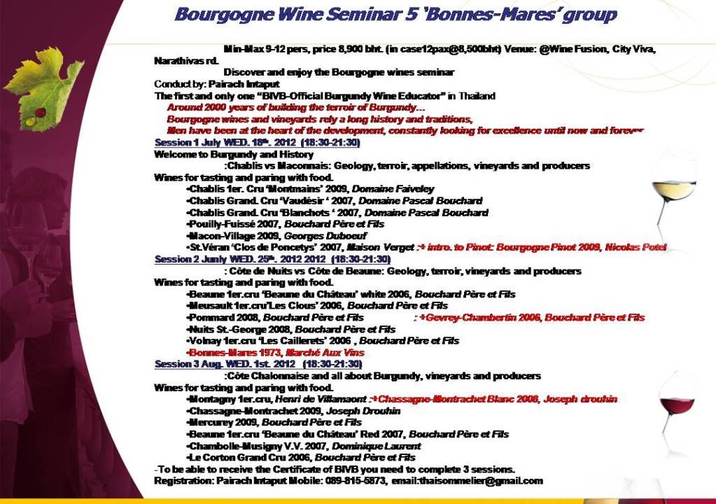 Bourgogne Wine Seminar 5 ‘Bonnes-Mares’ group
